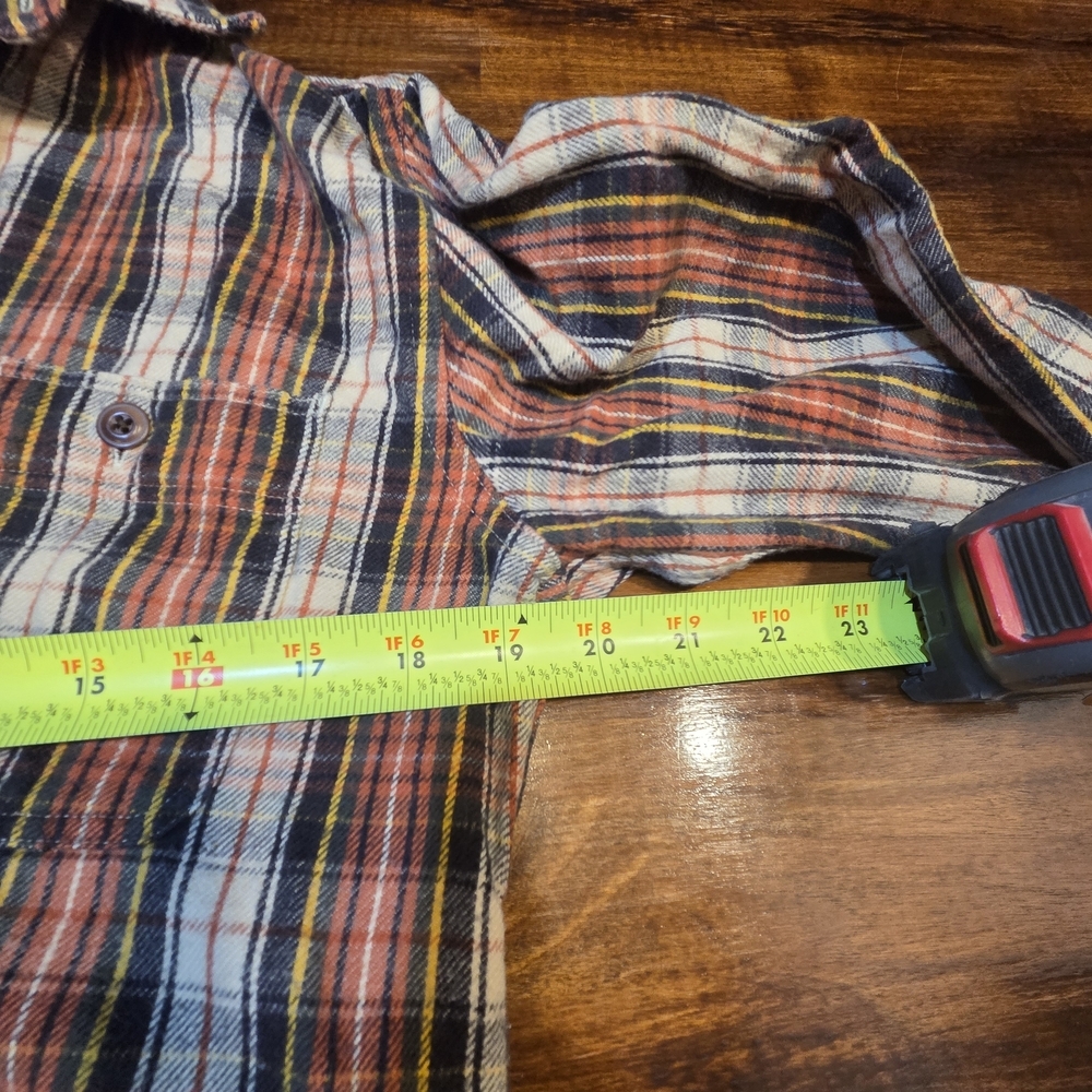 J Crew California Midweight Flannel Button Orange Plaid Slim Mens M Lumberjack - Picture 2 of 8